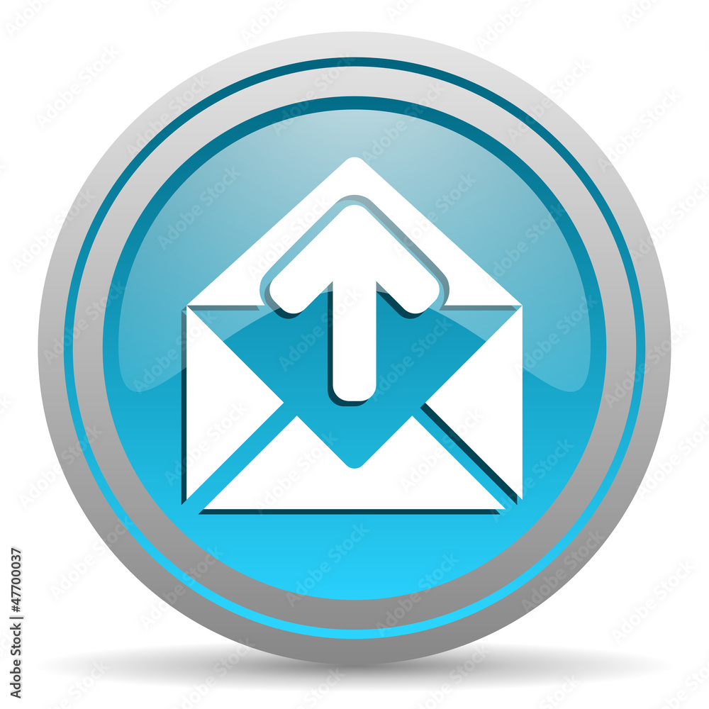 mail blue glossy icon on white background mail blue glossy icon on white background