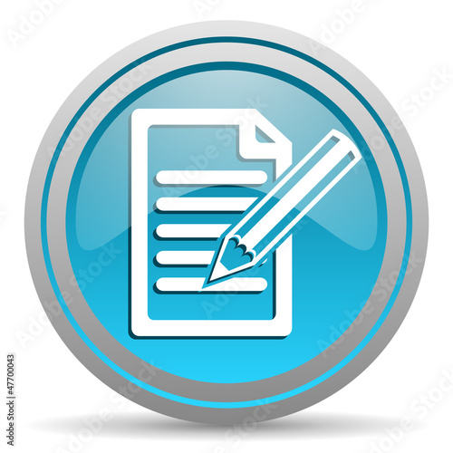 notes blue glossy icon on white background