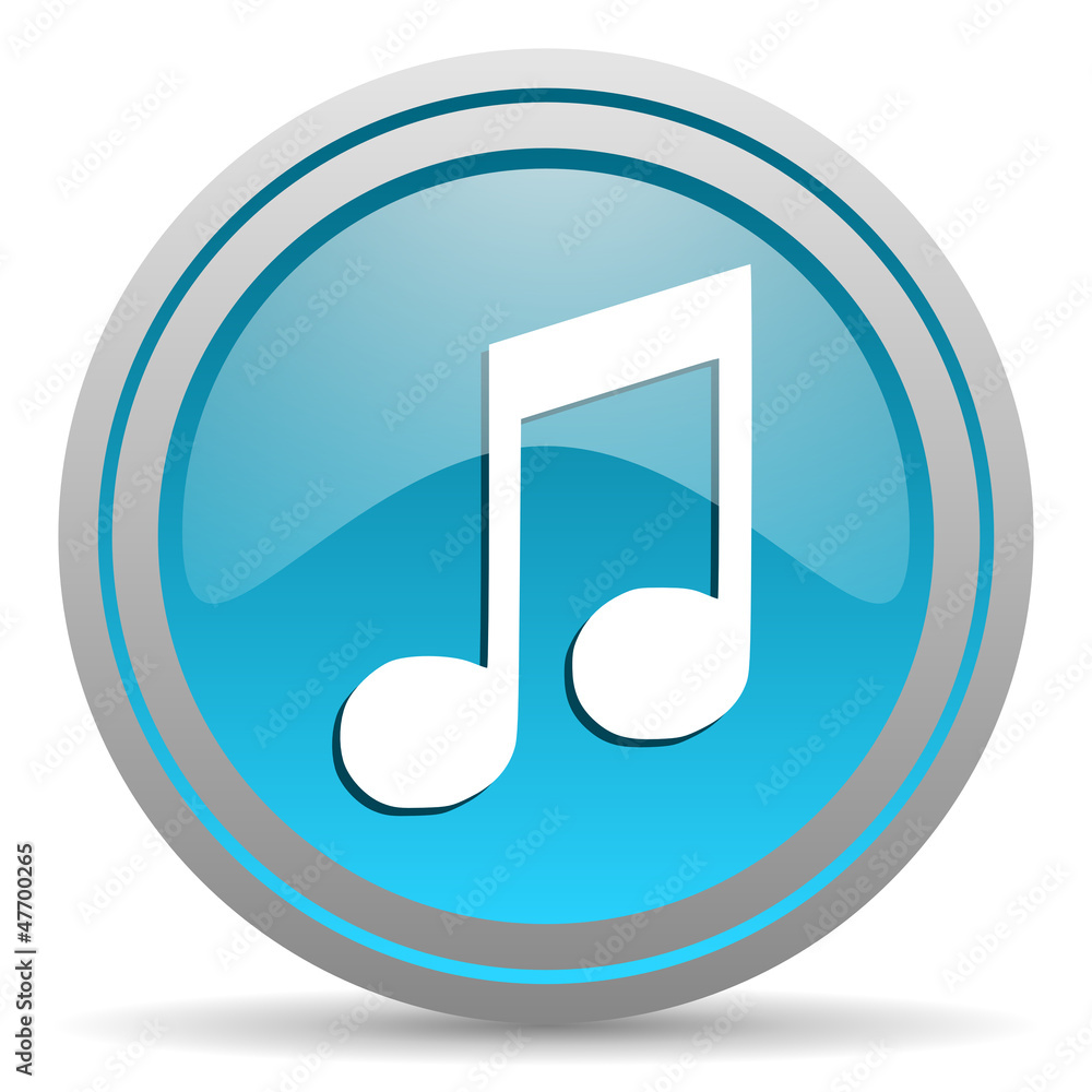 music blue glossy icon on white background music blue glossy icon on white background