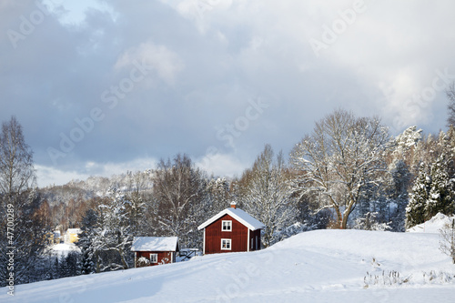 old farm in a snowy winter landscape © christian42