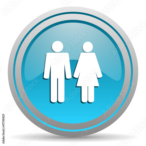 couple blue glossy icon on white background