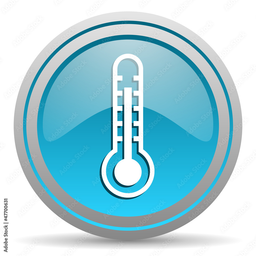 thermometer blue glossy icon on white background thermometer blue glossy icon on white background