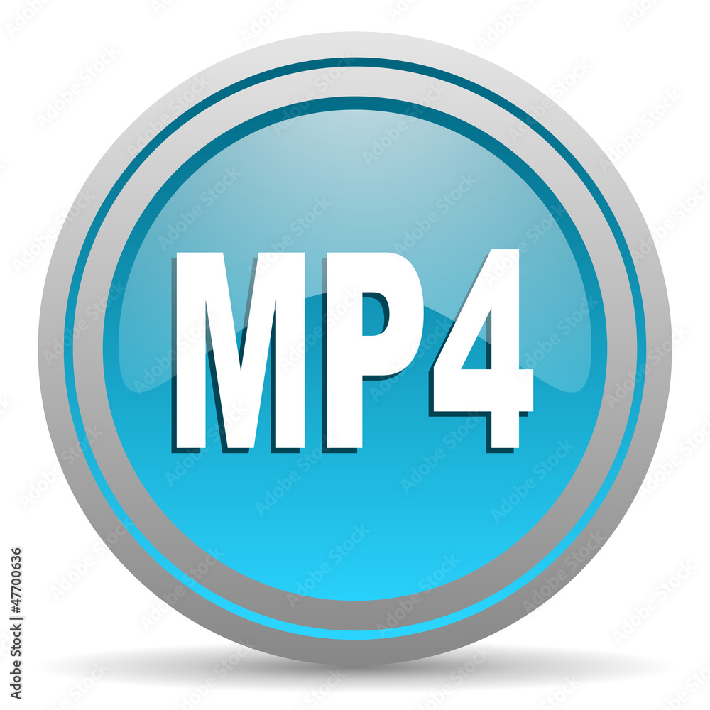 mp4 blue glossy icon on white background mp4 blue glossy icon on white background