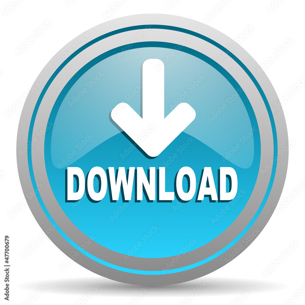download blue glossy icon on white background download blue glossy icon on white background
