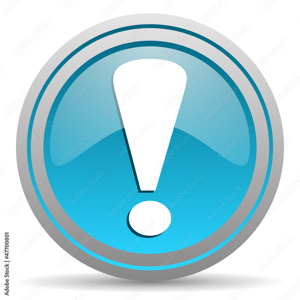 exclamation sign blue glossy icon on white background exclamation sign blue glossy icon on white background
