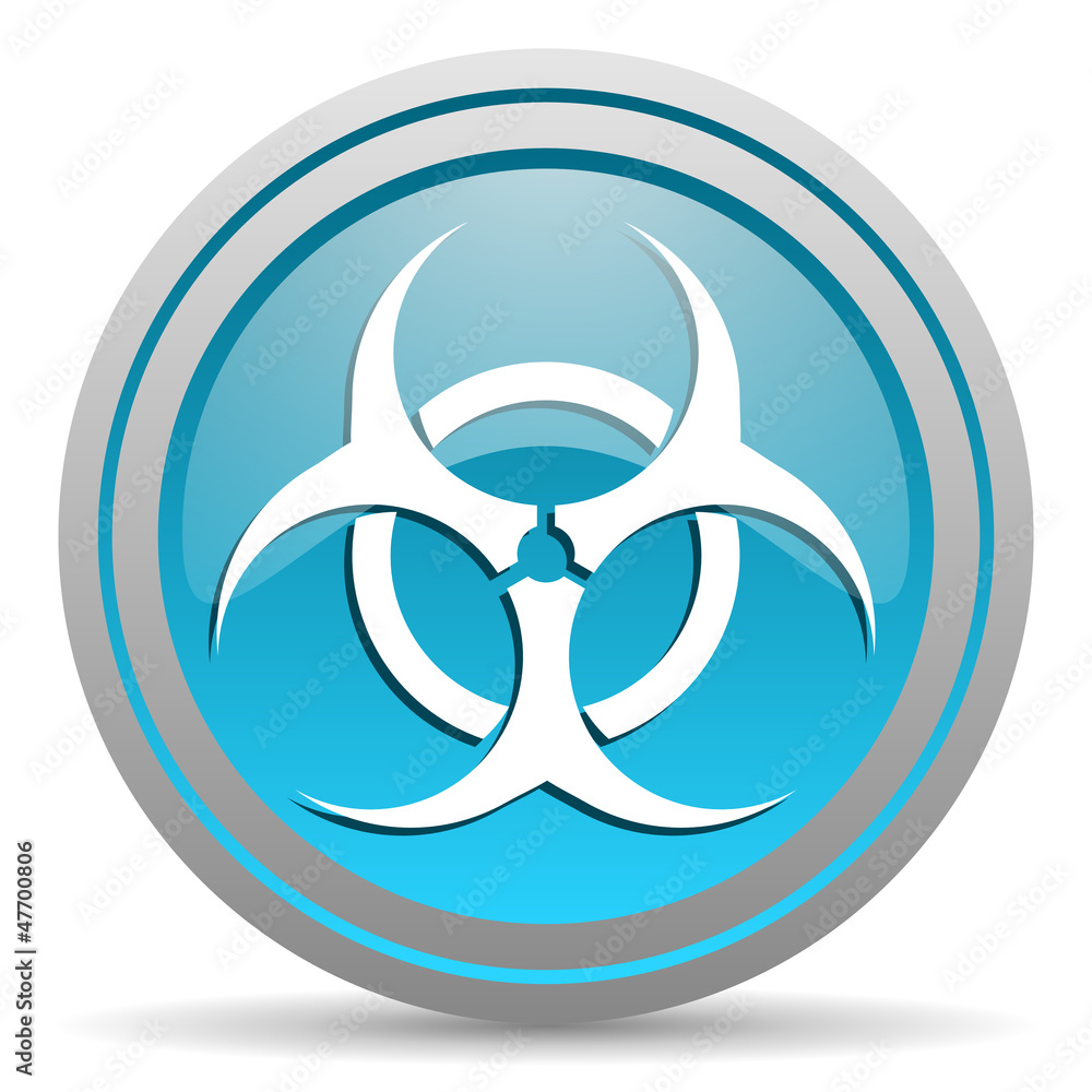 virus blue glossy icon on white background virus blue glossy icon on white background