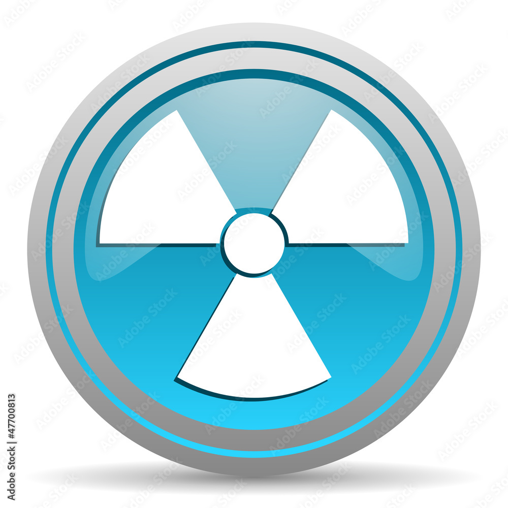 radiation blue glossy icon on white background radiation blue glossy icon on white background