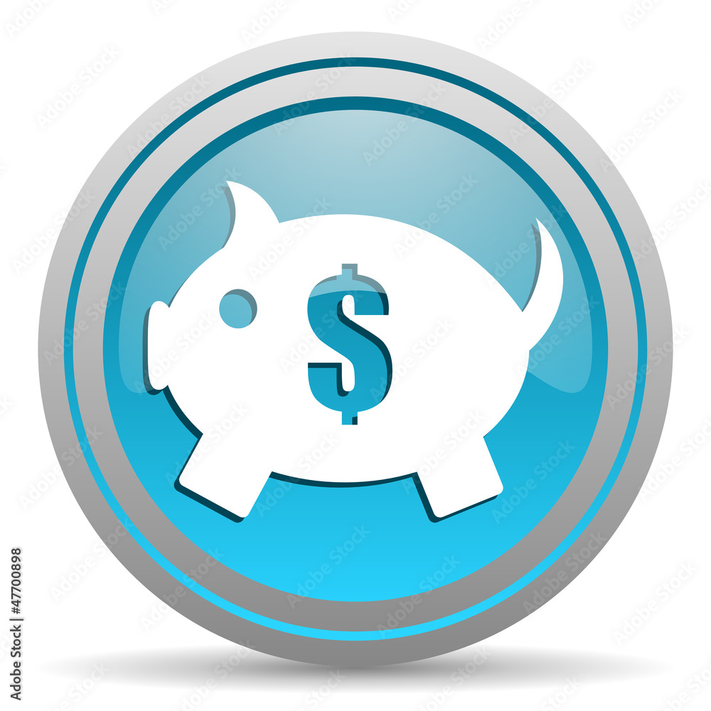 piggy bank blue glossy icon on white background piggy bank blue glossy icon on white background