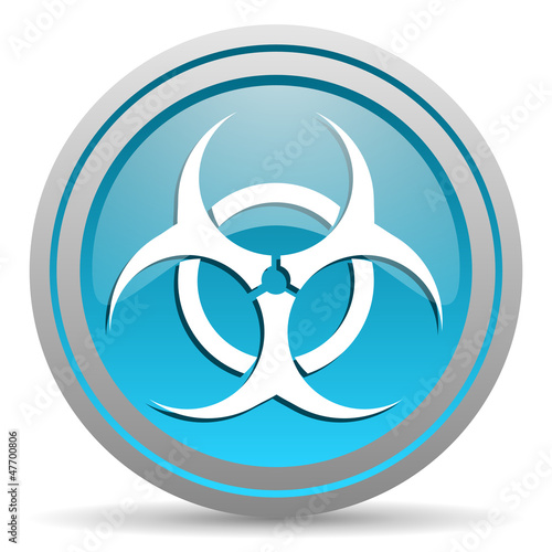 virus blue glossy icon on white background
