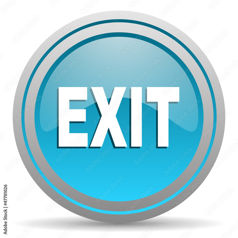exit blue glossy icon on white background exit blue glossy icon on white background