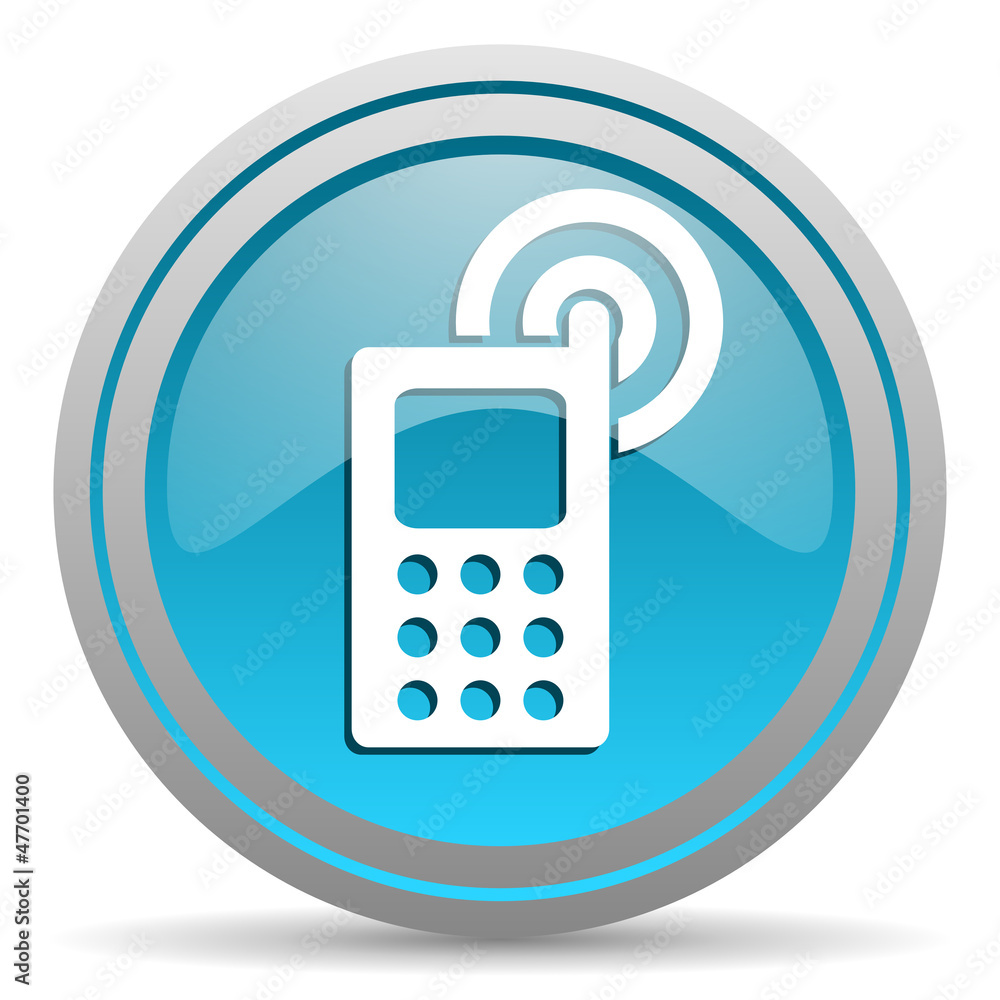 cellphone blue glossy icon on white background cellphone blue glossy icon on white background