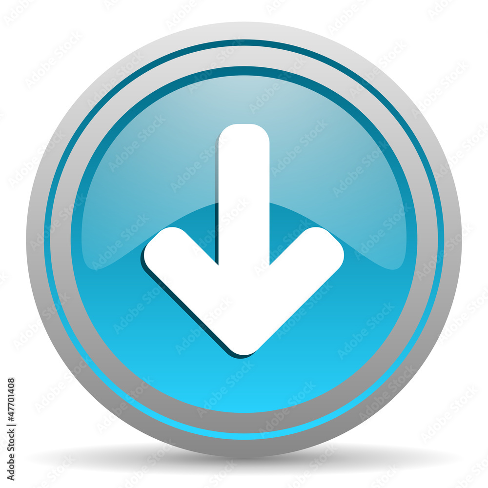 arrow down blue glossy icon on white background arrow down blue glossy icon on white background