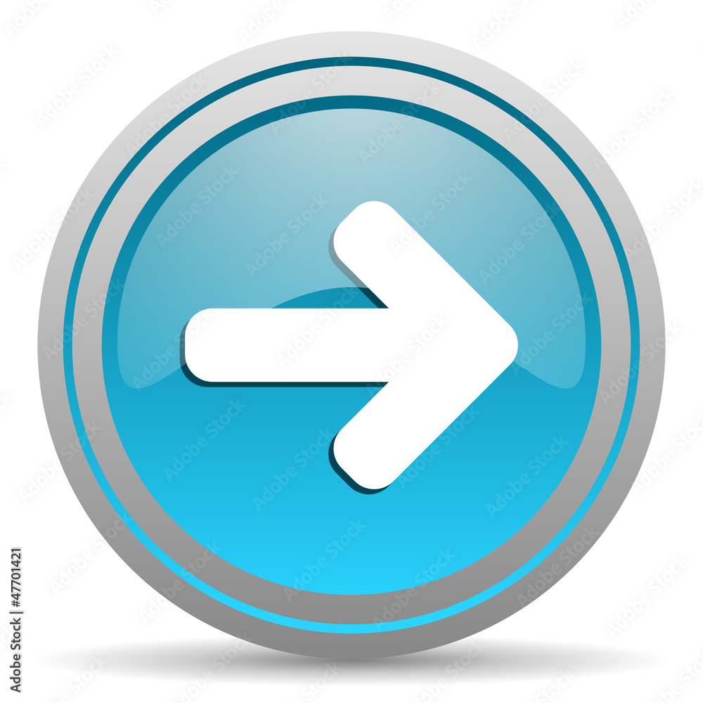 arrow right blue glossy icon on white background arrow right blue glossy icon on white background