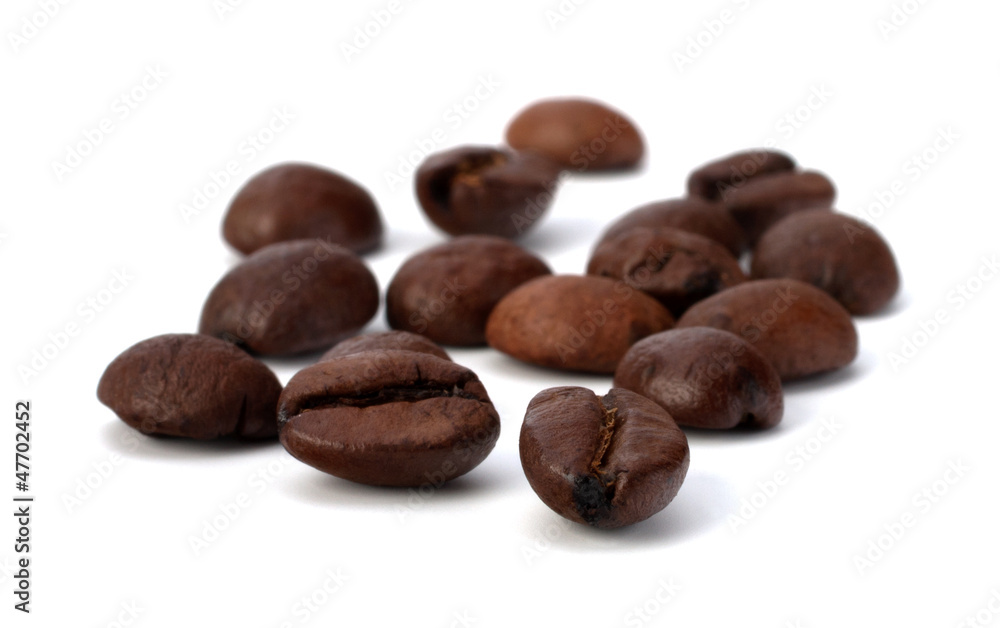 Coffee beans isolated on the white background Coffee beans isolated on the white background