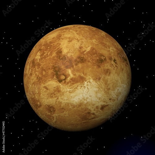 Venus planet at night - 3D render