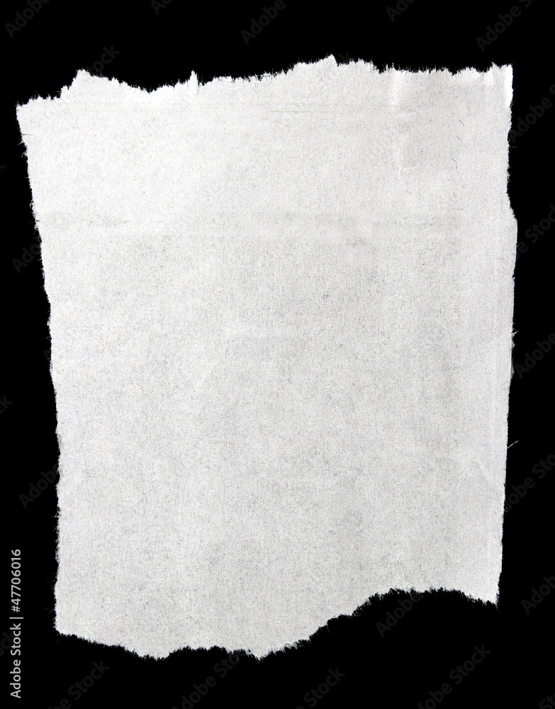 Obraz premium Piece of ripped white paper on black