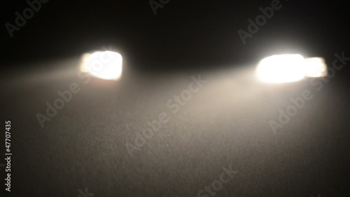 Fog in the headlights of car