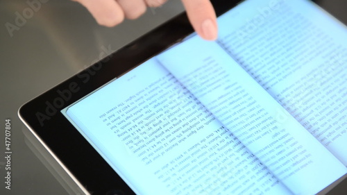 Pages of e-book on the tablet computer