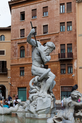 Piazza Navona, Neptune Fountain in Rome, Italy