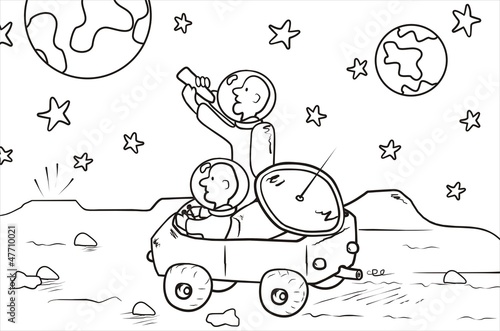 moon rover - coloring book, vector illustration