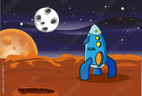 American space rocket on Mars