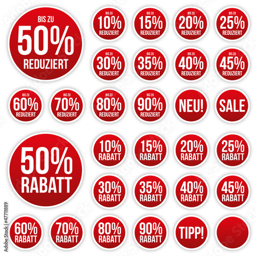 Rabatt Sticker Kollektion - Reduziert - Rund - Rot