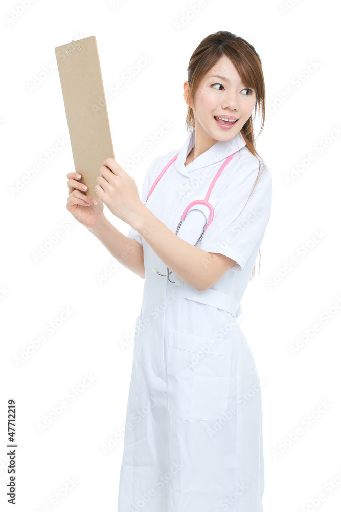 Beautiful asian nurse on white background Beautiful asian nurse on white background