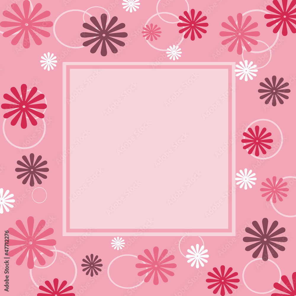 Pink frame with flowers decoration