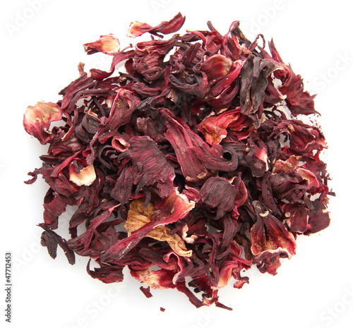 aromatic Hibiscus tea, isolated on white