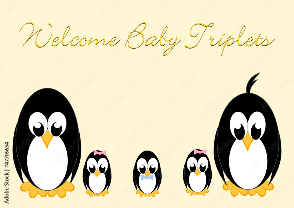 Naklejka premium Welcome Baby Penguins - triples