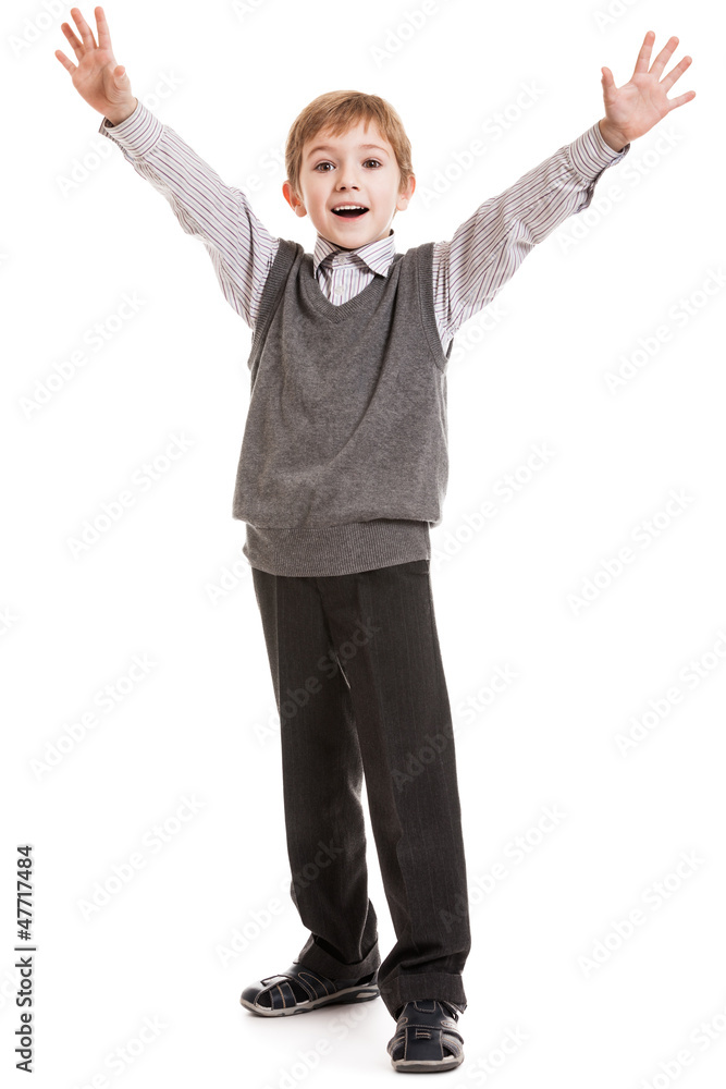 Smiling child gesturing Smiling child gesturing