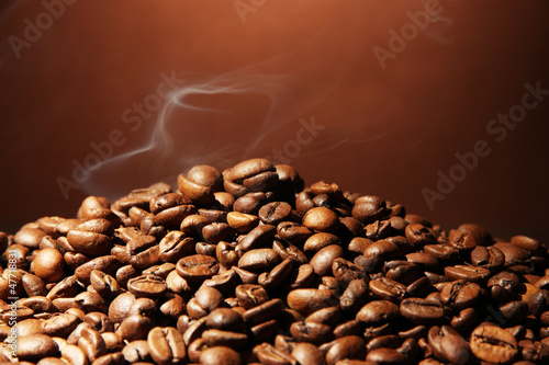 coffee beans on brown background