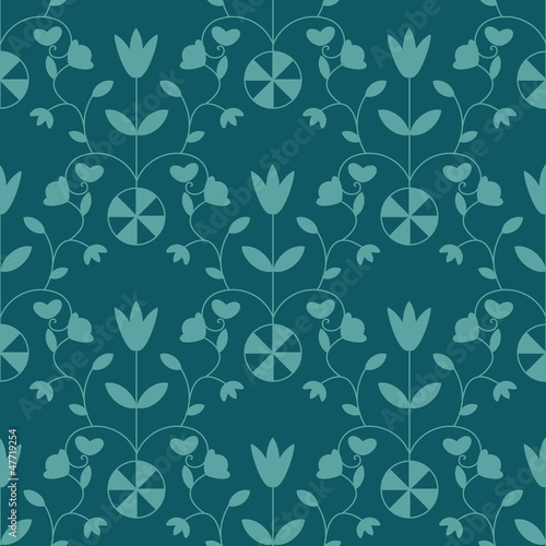 Seamless blue ornamental decorative pattern