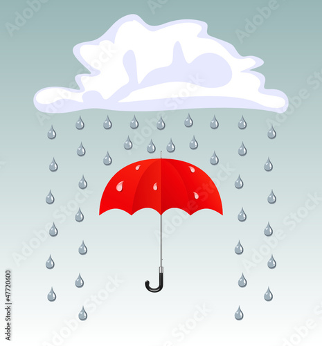 Vector umbrellas and rain drops