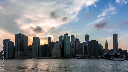 Night fall timelapse  of Manhattan in New York - USA