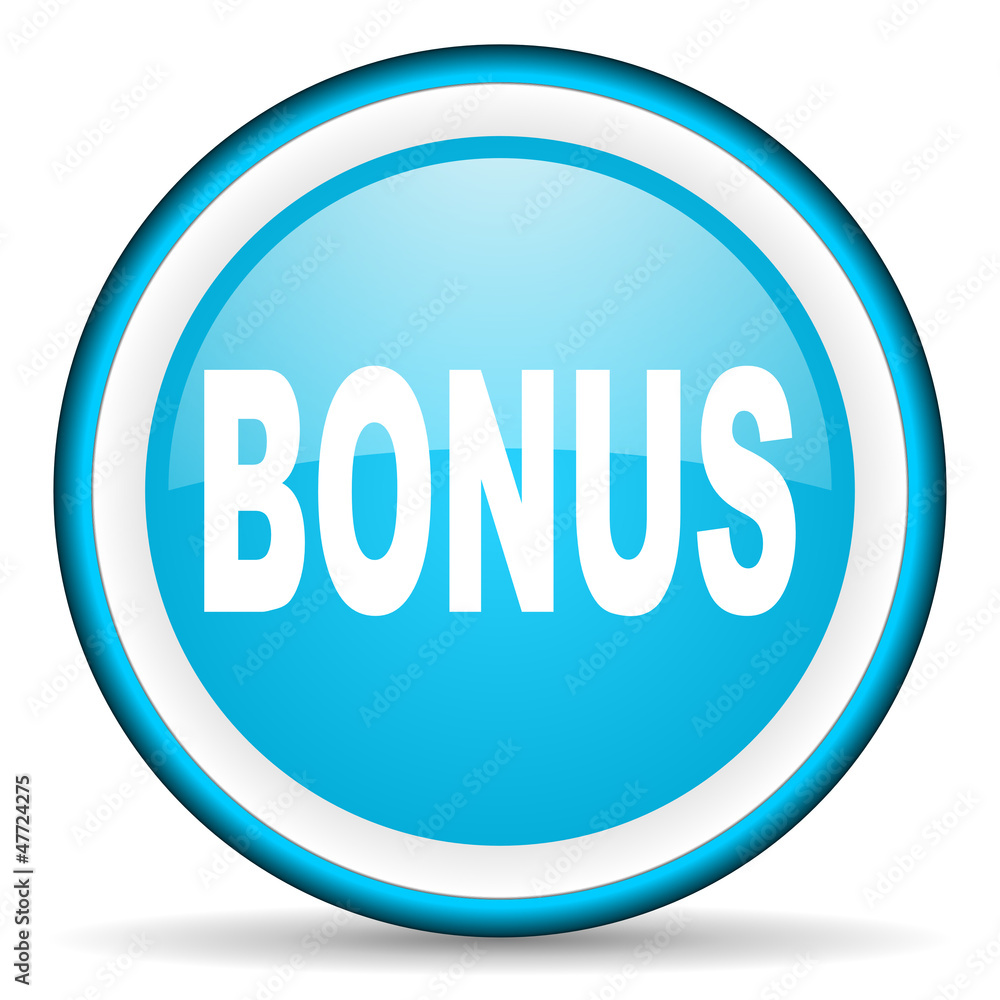 bonus blue glossy icon on white background bonus blue glossy icon on white background