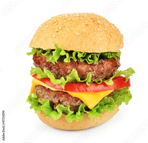 Big hamburger with salad