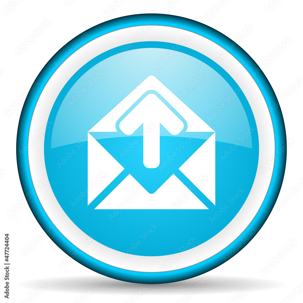 mail blue glossy icon on white background mail blue glossy icon on white background