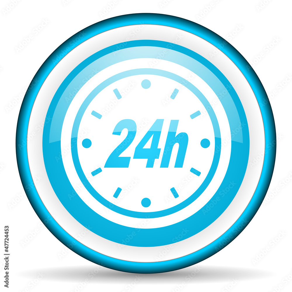 24h blue glossy icon on white background 24h blue glossy icon on white background