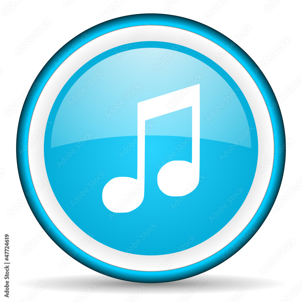 music blue glossy icon on white background music blue glossy icon on white background