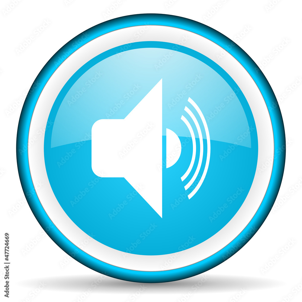 volume blue glossy icon on white background volume blue glossy icon on white background
