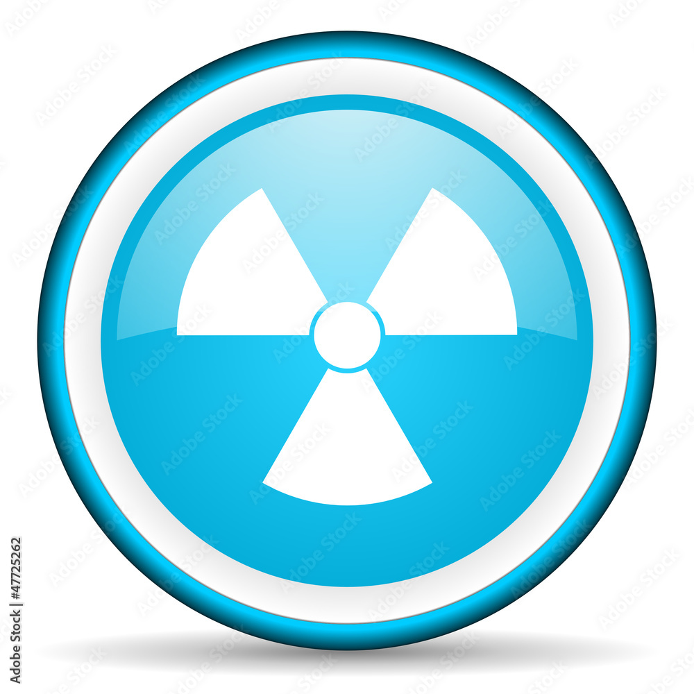 radiation blue glossy icon on white background radiation blue glossy icon on white background