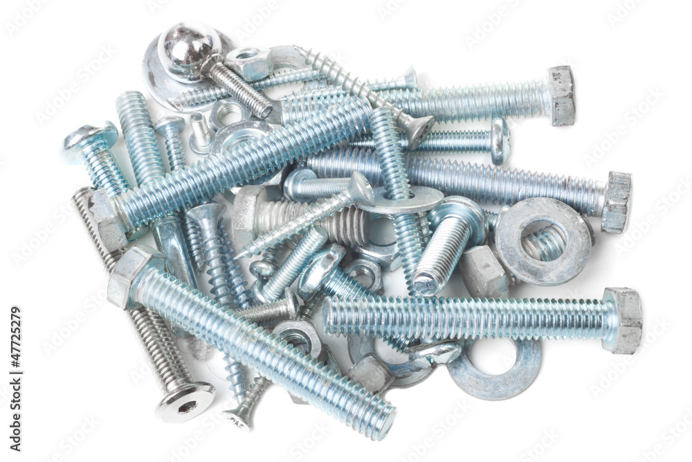 Heap of bolts with nuts and ball Heap of bolts with nuts and ball