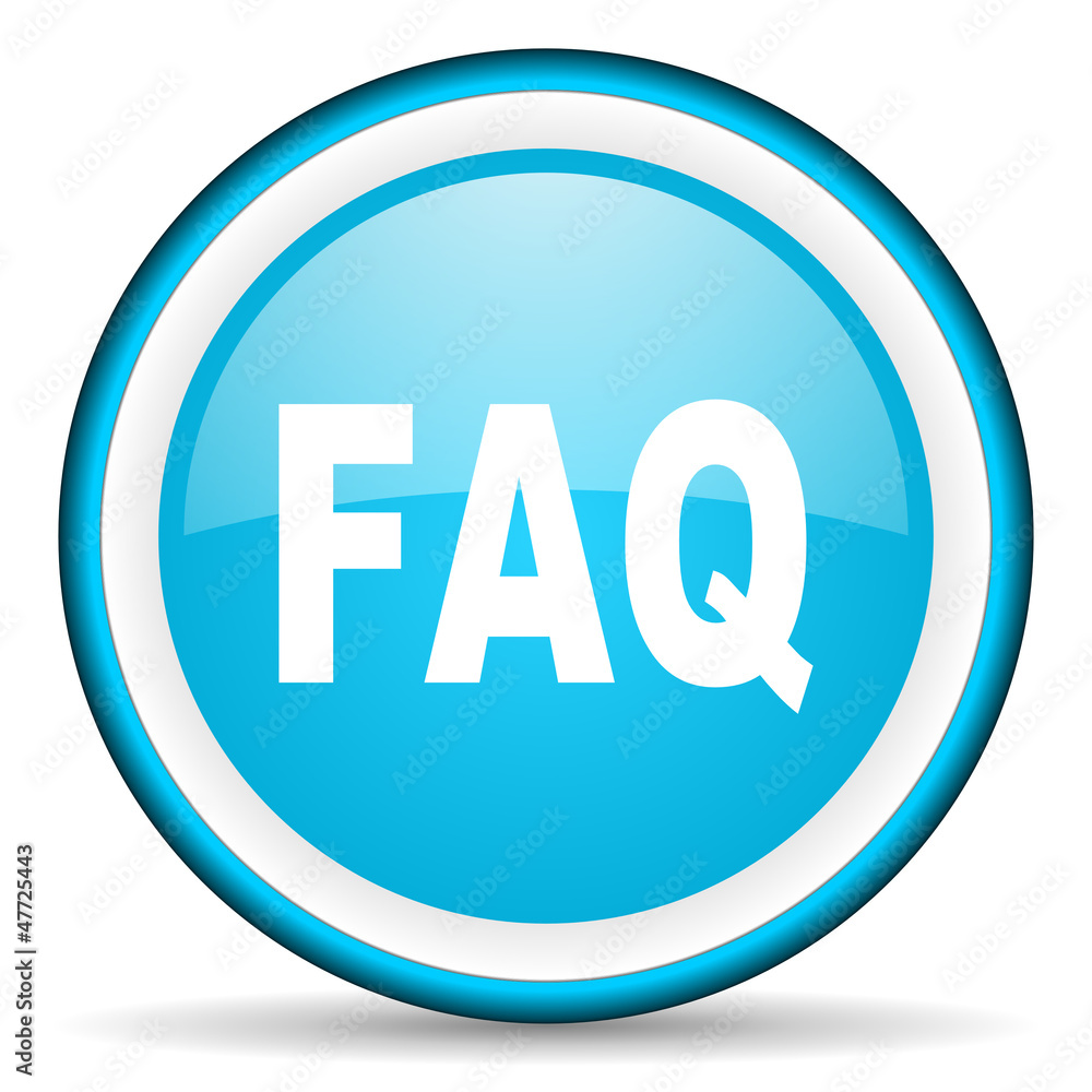 faq blue glossy icon on white background faq blue glossy icon on white background