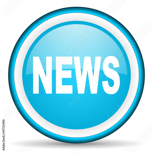 news blue glossy icon on white background