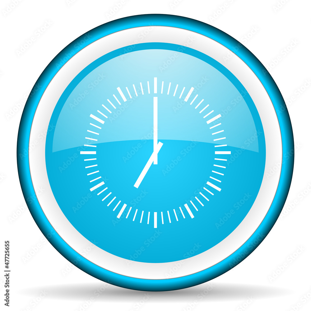 clock blue glossy icon on white background clock blue glossy icon on white background