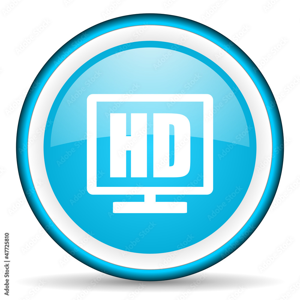 hd display blue glossy icon on white background hd display blue glossy icon on white background