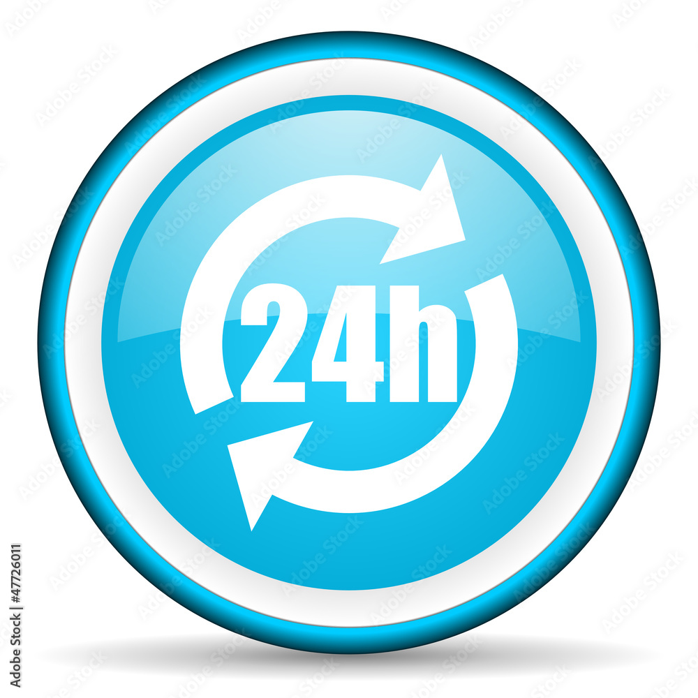 24h blue glossy icon on white background 24h blue glossy icon on white background