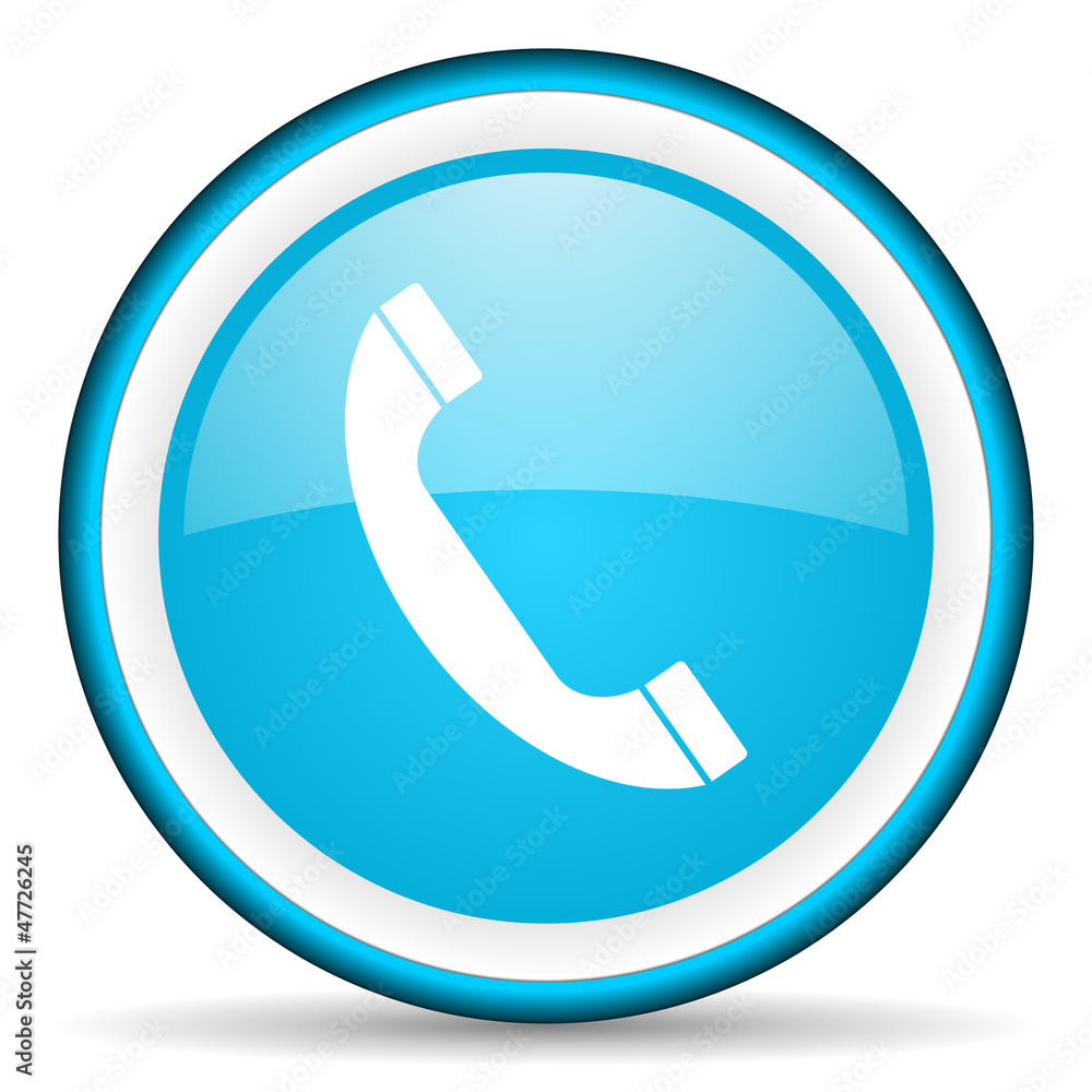 phone blue glossy icon on white background phone blue glossy icon on white background