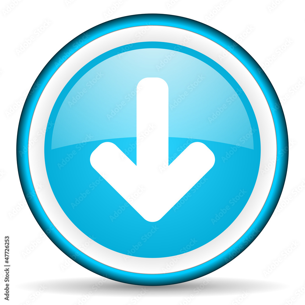 arrow down blue glossy icon on white background arrow down blue glossy icon on white background